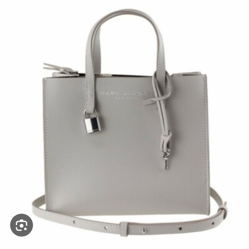 Marc Jacobs Mini Grind Leather Tote Bag in Light Grey